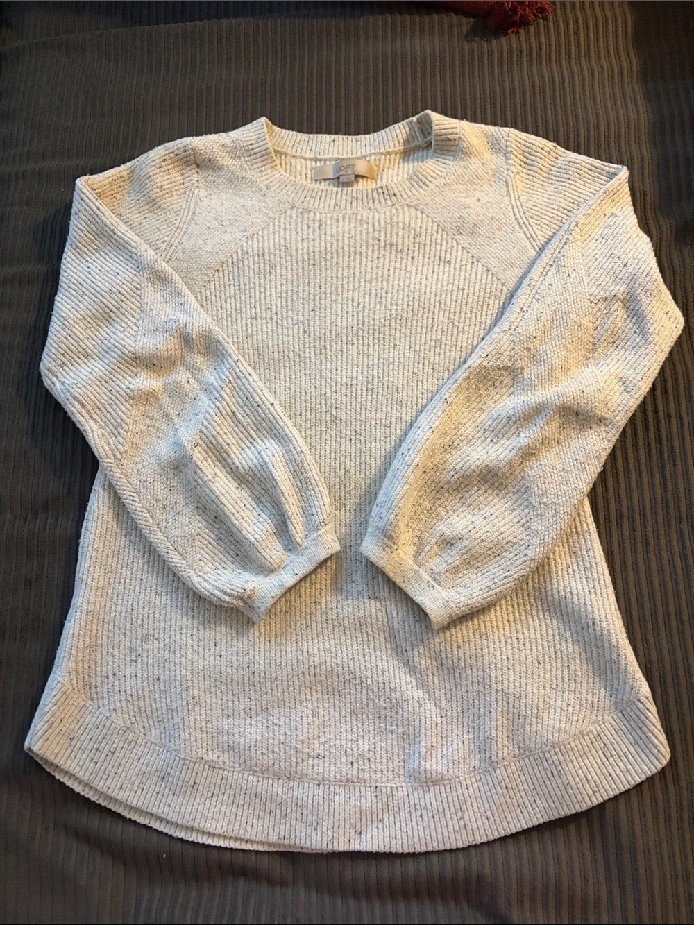LOFT Cream Crewneck Knit Sweater